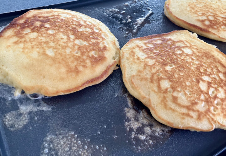 Pancakes on the griddle © Dianna Huff, 2025